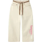 Raspberry String Belt wide leg trousers