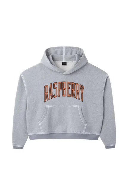 Raspberry Logo Print Contrast Stitch Hoodie